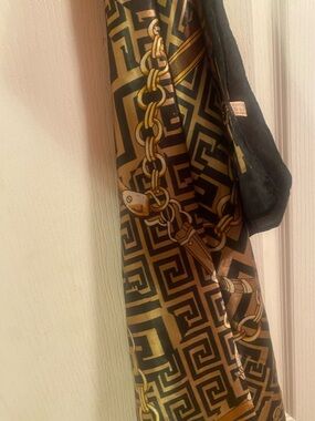 Gold & Black Chain Print Silk Scarf